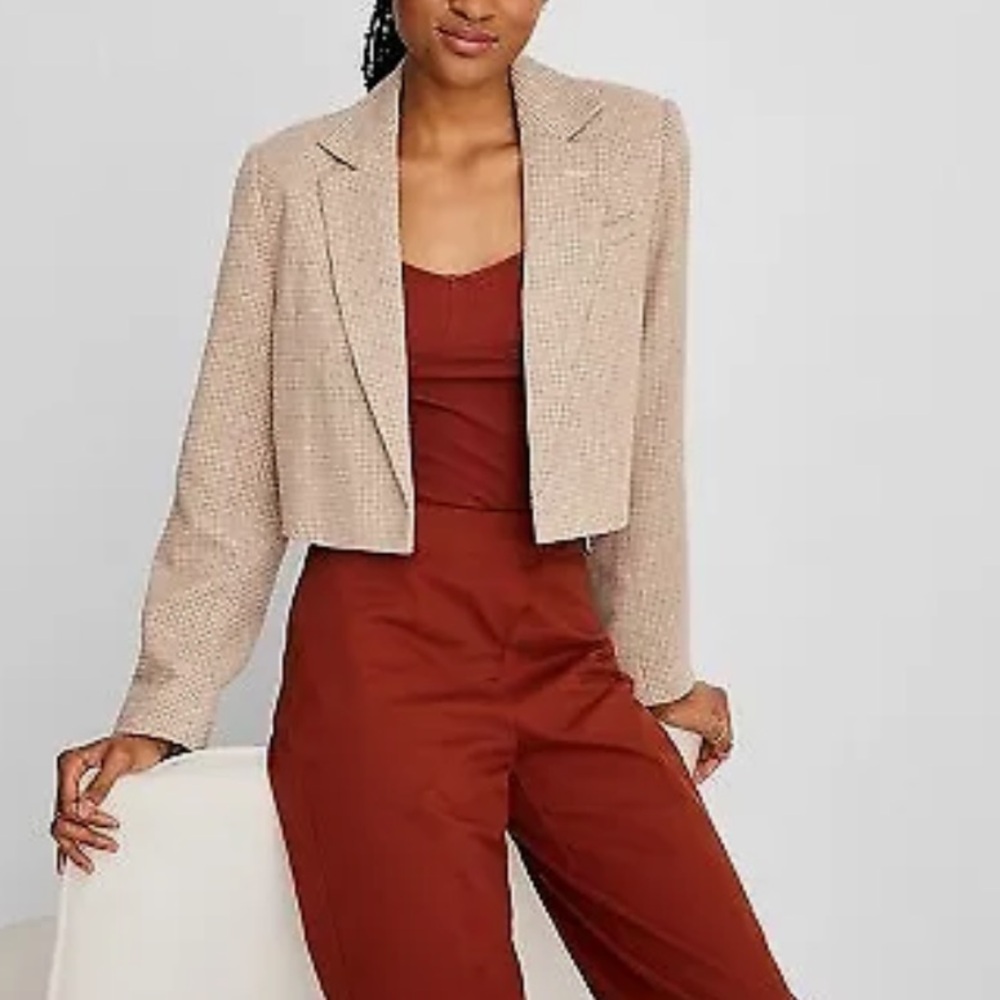 Plaid Cropped Blazer - Future Collective with Reese Size L NEVER WORN